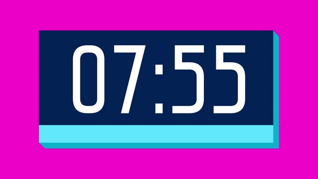 Countdown timer from 8 minute to 7 minute on pink background suitable for presentations, productivity, educational content, and more