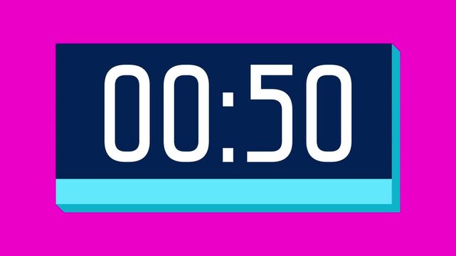 55 second countdown timer on pink background suitable for presentations, productivity, educational content, and more 