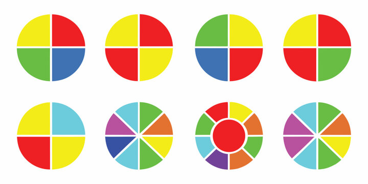 Colorful circle diagrams with quartered and segmented sections