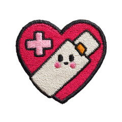 Kawaii heart with medical cross and tube, representing care, healing, and comfort