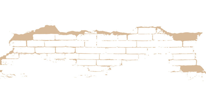 A vintage vector illustration of an old USA map featuring a brown grunge paper texture with aged cracks and burnt edges set against a dirty stone brick wall backdrop