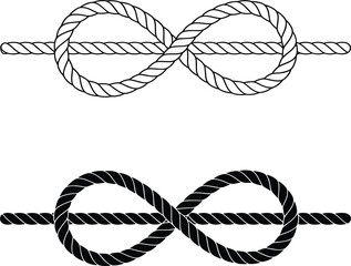 Nautical rope infinity knot icon, marine cord loop symbol set, eternity and strength sign vector © Majnur