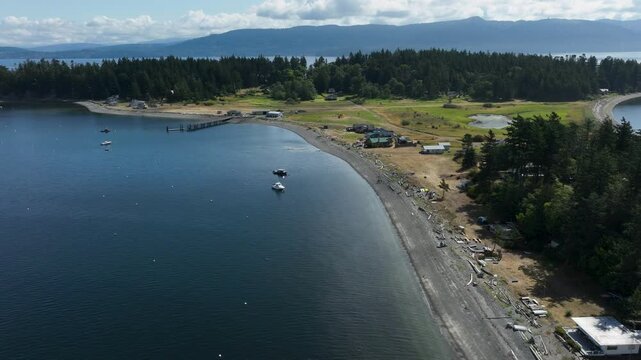 Aerial Rotating Hyperlapse of Eliza Island Near Bellingham Washington Puget Sound Coastline
