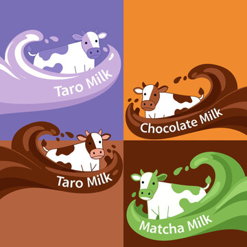 Cows in different flavored milk waves.