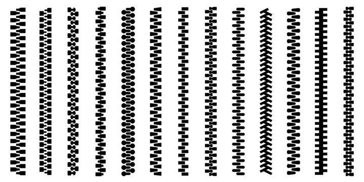 Zipper brush set. Zip vector.  Patterns with zipper brushes.