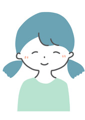 笑顔でにっこり笑う女の子　シンプルイラスト