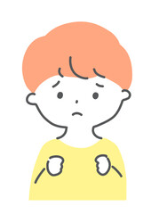 不安やストレスを感じている男の子　イラスト