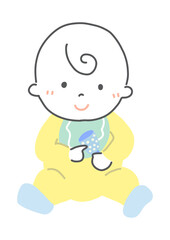 座り込む赤ちゃん　シンプルイラスト