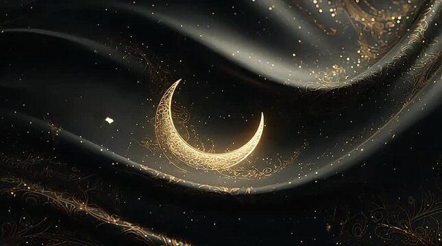 Crescent Moon in Dark Space Illustration.