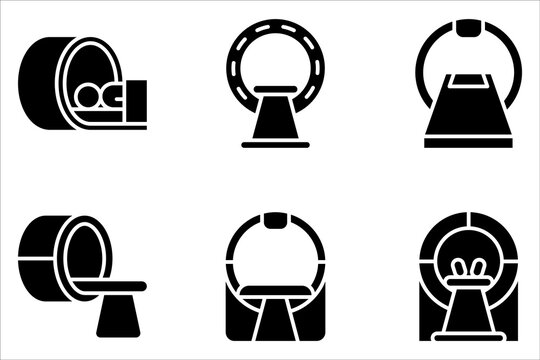 MRI and CT Scanner icon set, Tomography line icon on white background