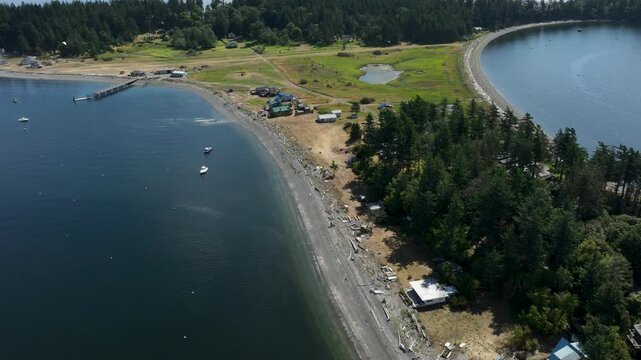 Panning Down Aerial Drone Hyperlapse of Eliza Island Near Bellingham Washington Puget Sound