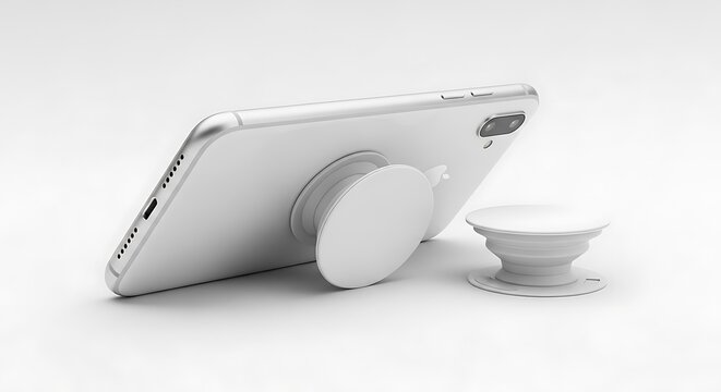 A tablet with a pop socket attachment and a separate pop socket