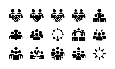 Fototapeta premium Business collaboration and community support flat vector icons illustration, easily editable.