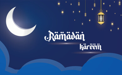 Ramadan Kareem Moon and Lantern Illustration Vector
