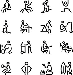 Collection of Linear Style Camping and Outdoor Icons 