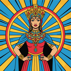 Obraz premium Powerful fantasy queen or goddess illustration in vibrant colors