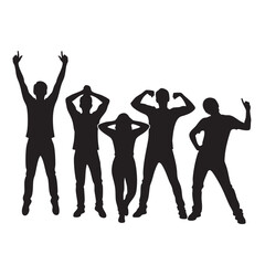Fototapeta premium Silhouette of joyful energetic people expressing happiness and success together