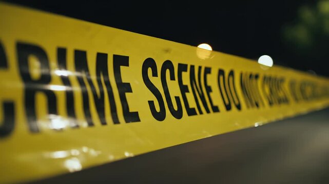 Crime scene tape at night