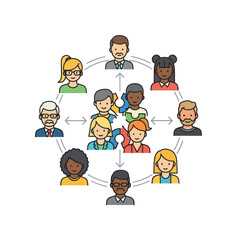 Diverse business people network connections team illustration