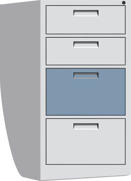 Office Filing Cabinet &ndash; Minimal Flat Vector Illustration of Storage Drawer