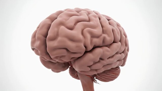 Anatomically Accurate 3D Model of a Human Brain on Plain White Background for Medical Visualization