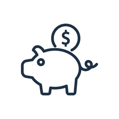 Piggy bank money saving outline icon