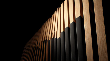 Naklejka premium Abstract Geometric Pattern of Wood and Black Slats