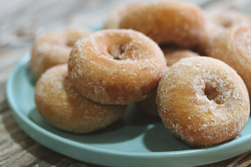 Traditional Homemade Spanish Rosquillas with Sugar on Plate