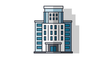Modern Office Building Icon in Flat Design Style