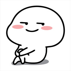 Obraz premium Cute pentol emoji illustration design with a relaxed pose, suitable for design elements.