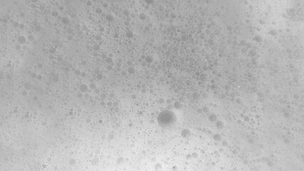 石鹸や洗剤などの一面が細かな泡と大小様々な泡の画像素材　背景・テクスチャー　16:9・8K UHDサイズ（7680 x 4320）ホワイト・ライトグレー・灰色・白・グレースケール