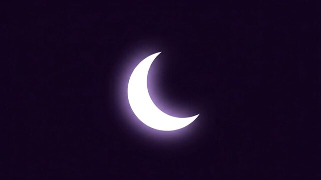 Crescent Moon Glows Against Deep Night Sky Celestial Orb Partial Eclipse Abstract