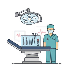 Surgeon with medical instruments in a hospital operating room