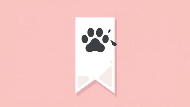 Cute Paw Print Bookmark Design for Pet Lovers on Pink Background