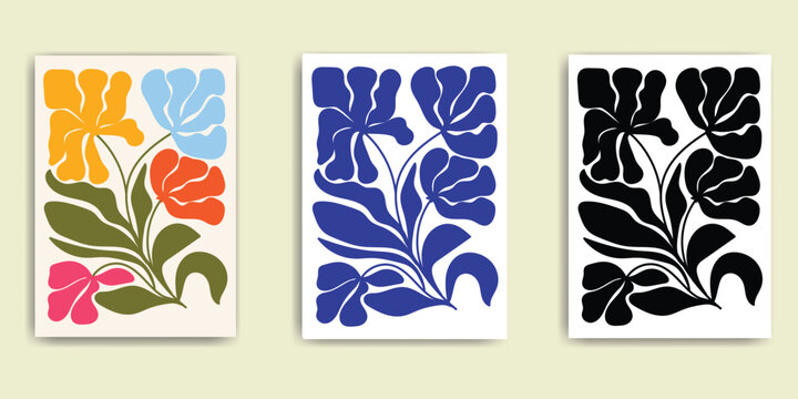 
Abstract Floral Botanical Posters Set vector
