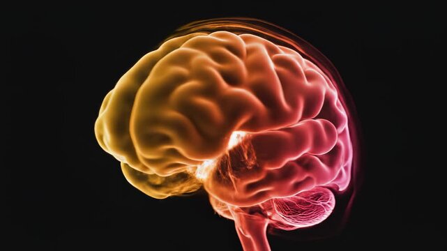 Colored brain scan against black background