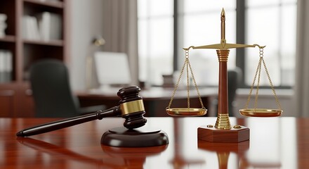 Law Office Judge Gavel and Scales Justice.