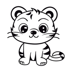 Fototapeta premium outlined Tiger coloring page illustration.
