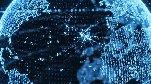 Digital globe with binary code