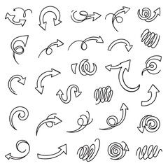 Doodle Arrows Seamless Pattern Hand Drawn Directional Symbols Isolated Vector