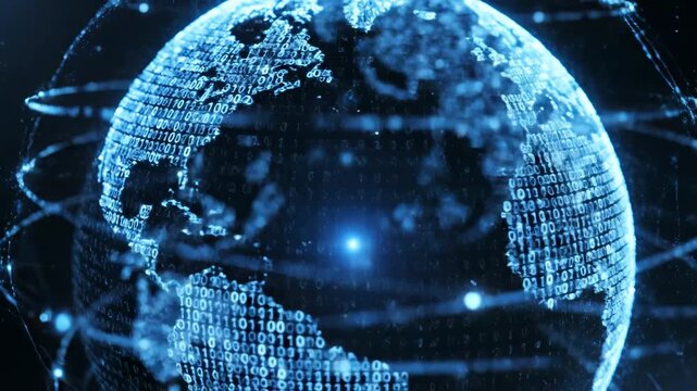 Digital globe with binary code