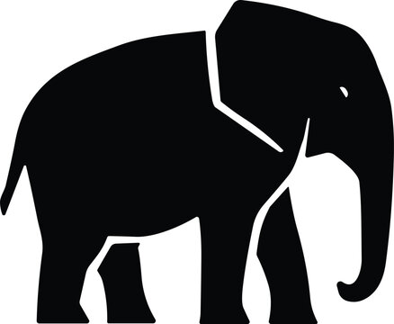 Black elephant silhouette optical illusion illustration with paradoxical legs, symbolizing visual perception, artistic paradox, and cognitive design