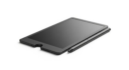 Black Laptop Computer on White Background.