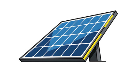 Angled, rectangular photovoltaic panel isolated on a black background