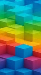 Obraz premium Colorful 3D Cubes Background. Concept featuring 3d, cubes, colorful, abstract, gradient.