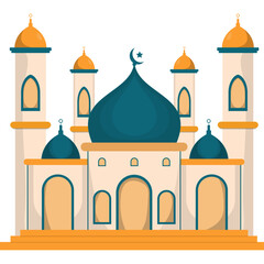Islamic Mosque Flat Illustration