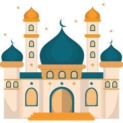 Islamic Mosque Flat Illustration