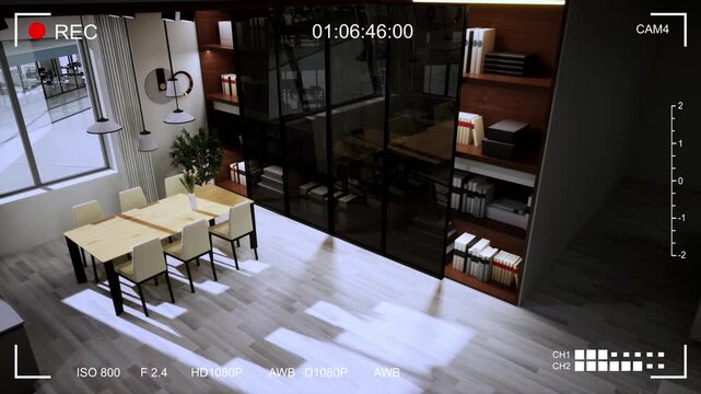 Security Footage From CCTV Camera In Living Room Of Apartment