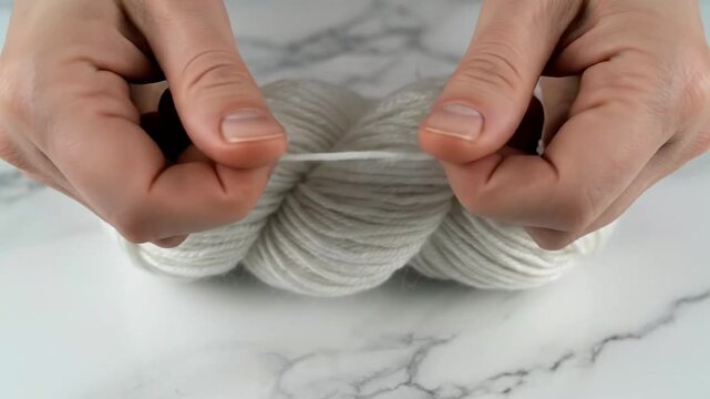 Step-by-step process of making a yarn skein for knitting or crocheting crafts