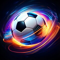Naklejka premium Flying soccer ball with shine motion
